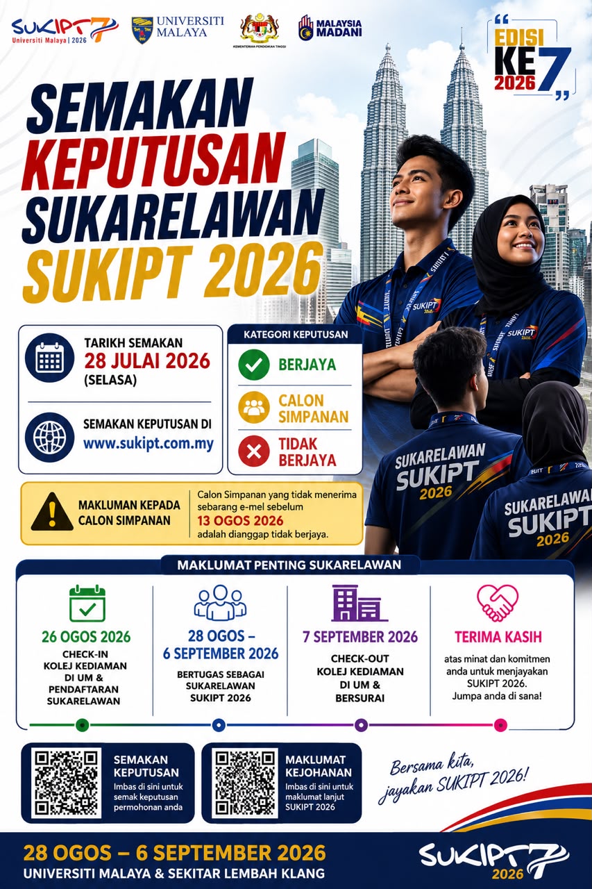 Poster Semakan Keputusan Sukarelawan SUKIPT 2026